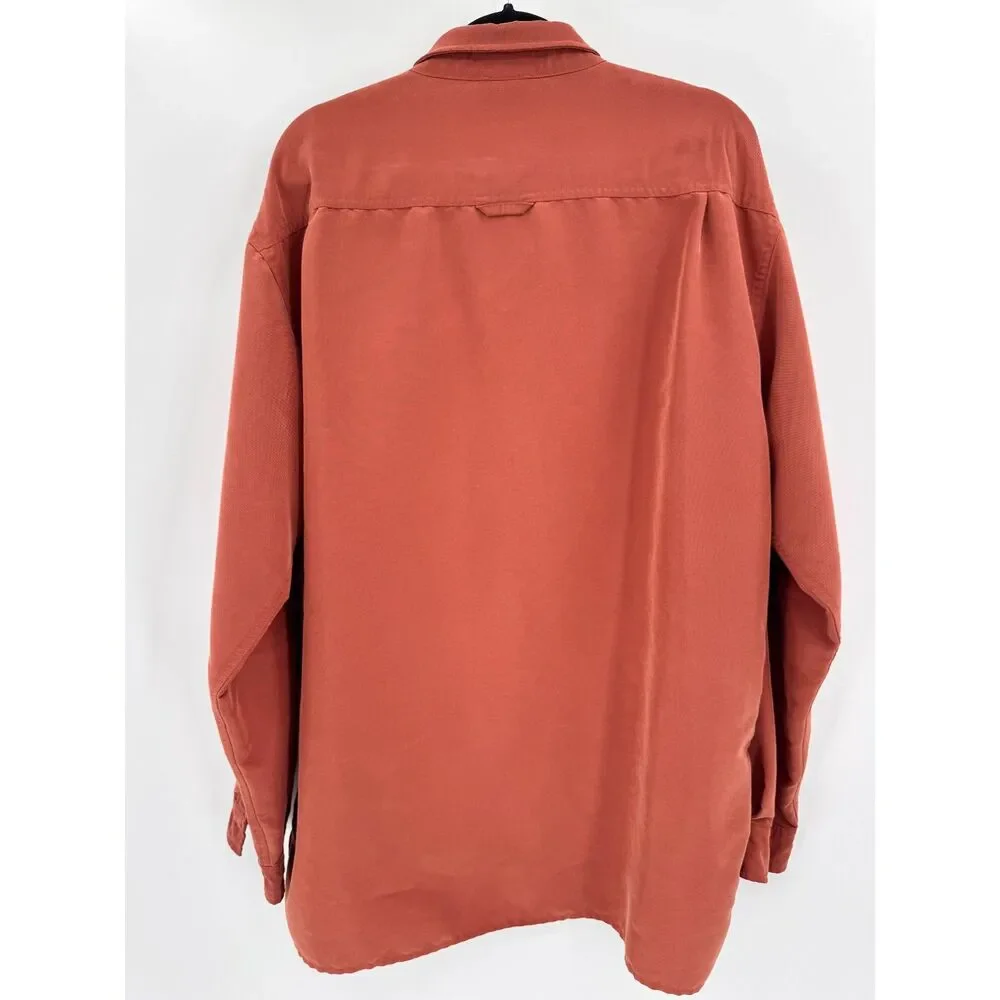 THE NORTH FACE Orange Red Long Sleeve Oversized Y2K Button Down Shirt Size XL